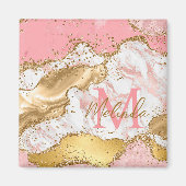 Goud en Roze Sequins Agaat Magneet (Voorkant)