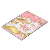 Goud en Roze Sequins Agaat Notitieboek (Linkerzijde)