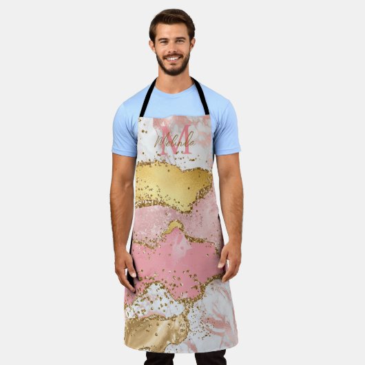 Goud en Roze Sequins Agaat Schort (Gedragen)