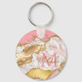 Goud en Roze Sequins Agaat Sleutelhanger (Voorkant)