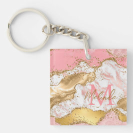 Goud en Roze Sequins Agaat Sleutelhanger