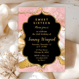 Goud en Roze Sequins Agaat Sweet Sixteen Kaart