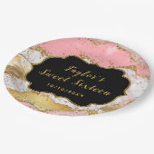 Goud en Roze Sequins Agaat Sweet Sixteen Papieren Bordje (Gekanteld)