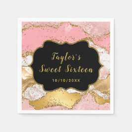 Goud en Roze Sequins Agaat Sweet Sixteen Servet