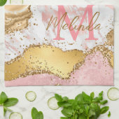 Goud en Roze Sequins Agaat Theedoek (Gevouwen)