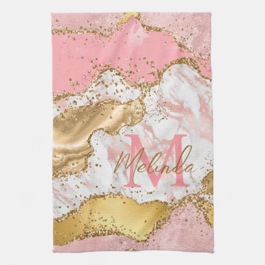 Goud en Roze Sequins Agaat Theedoek (Verticaal)