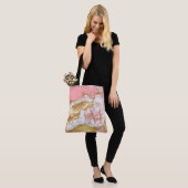 Goud en Roze Sequins Agaat Tote Bag (Op model)