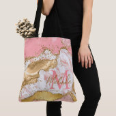 Goud en Roze Sequins Agaat Tote Bag (Dichtbij)