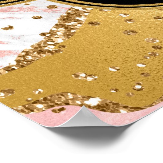 Goud en Roze Sequins Agaat Verjaardag Welkom Poster (Hoek)