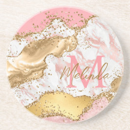 Goud en Roze Sequins Agaat Zandsteen Onderzetter