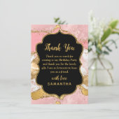 Goud en roze sequins Agate Birthday Bedankkaart (Staand voorkant)