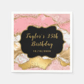 Goud en roze sequins Agate Birthday Servet (Voorkant)