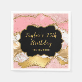 Goud en roze sequins Agate Birthday Servet