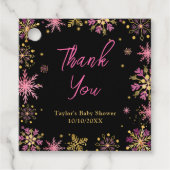 Goud en Roze Sneeuwvlokken Baby shower Dank U Bedankjes Labels (Voorkant)