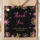 Goud en Roze Sneeuwvlokken Baby shower Dank U Bedankjes Labels