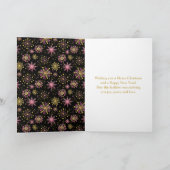Goud en roze snowflakes, prettig kerstfeest feestdagen kaart (Binnen)