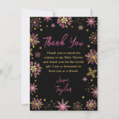 Goud en roze Snowflakes WinterBaby shower Bedankkaart (Voorkant)