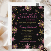 Goud en roze Snowflakes WinterBaby shower Briefkaart