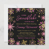 Goud en roze Snowflakes WinterBaby shower Kaart (Voorkant)