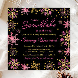 Goud en roze Snowflakes WinterBaby shower Kaart