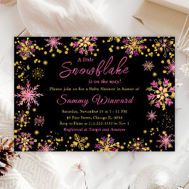 Goud en roze Snowflakes WinterBaby shower Kaart