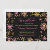Goud en roze Snowflakes WinterBaby shower Kaart (Voorkant)