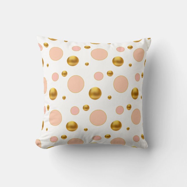 Goud en Roze Stippen Kussen (Voorkant)