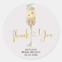 Goud en Roze Stof Rose Soiree Bedankt Sticker
