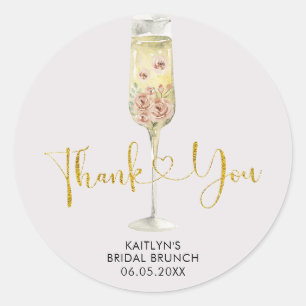 Goud en Roze Stof Rose Soiree Bedankt Sticker