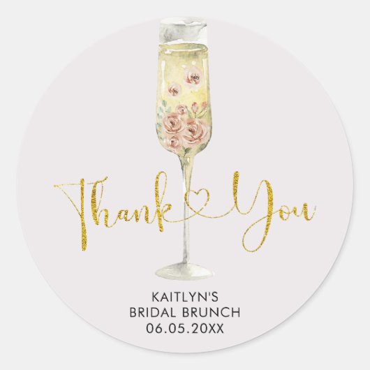 Goud en Roze Stof Rose Soiree Bedankt Sticker (Voorkant)