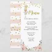 Goud en Roze Stoffig Roos Soiree Vrijgezellenfeest Menu (Voorkant / Achterkant)