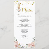 Goud en Roze Stoffig Roos Soiree Vrijgezellenfeest Menu (Voorkant)