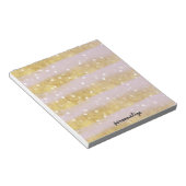 Goud en Roze Strepen Bokeh Confetti Notitieblok (Schuin)