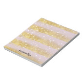Goud en Roze Strepen Bokeh Confetti Notitieblok (Linkerzijde)