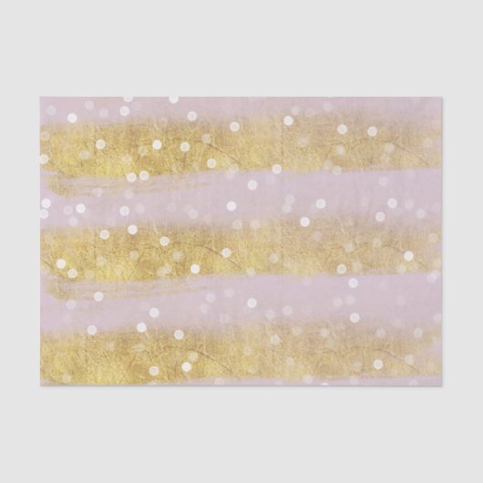 Goud en Roze Strepen Bokeh Confetti Tissuepapier (Voorkant)