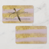 Goud en roze strepen Dragonfly Visitekaartje (Voorkant / Achterkant)