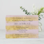 Goud en Roze Strepen Verloving Kaart (Staand voorkant)