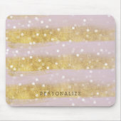 Goud en roze Stripes Bokeh Confetti Muismat (Voorkant)