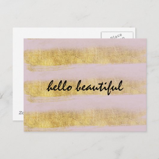 Goud en roze stropen briefkaart (Voorkant / Achterkant)