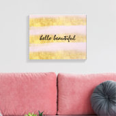 Goud en roze stropen canvas afdruk (Insitu (Woonkamer))