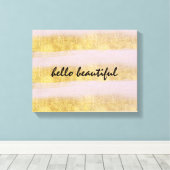 Goud en roze stropen canvas afdruk (Insitu (Houten vloer))