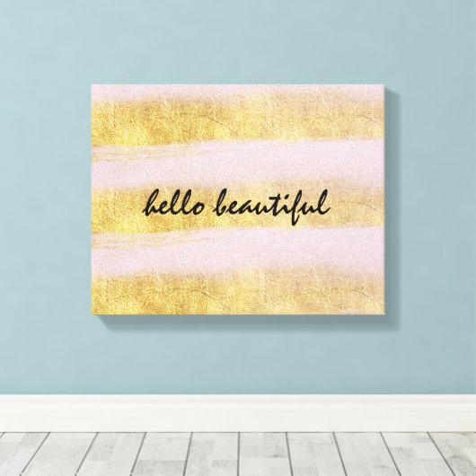 Goud en roze stropen canvas afdruk (Insitu (Houten vloer))