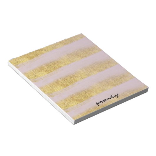 Goud en roze stropen notitieblok (Schuin)