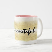 Goud en roze stropen tweekleurige koffiemok (Voorkant rechts)