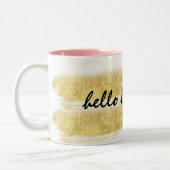 Goud en roze stropen tweekleurige koffiemok (Links)