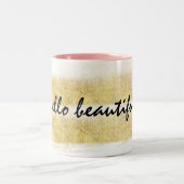 Goud en roze stropen tweekleurige koffiemok (Center)