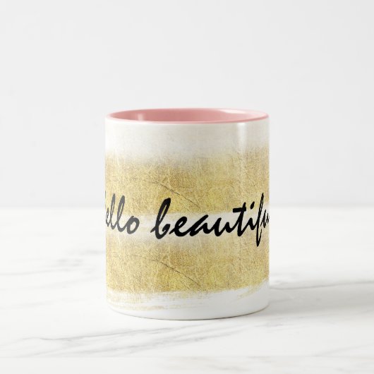 Goud en roze stropen tweekleurige koffiemok (Center)