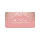 Goud en Roze Tuin Wonderland Bruiloft Etiket (Voorkant)