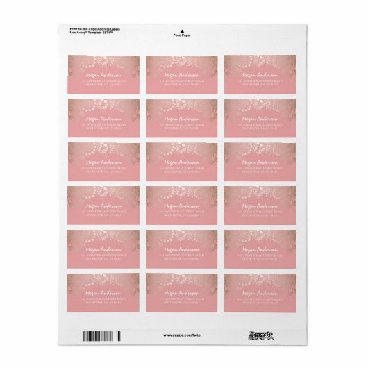 Goud en Roze Tuin Wonderland Bruiloft Etiket (Full Sheet)