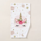 Goud en roze Unicorn Blooms Trendy Cute Bad Handdoek (Handdoek)